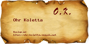 Ohr Koletta névjegykártya